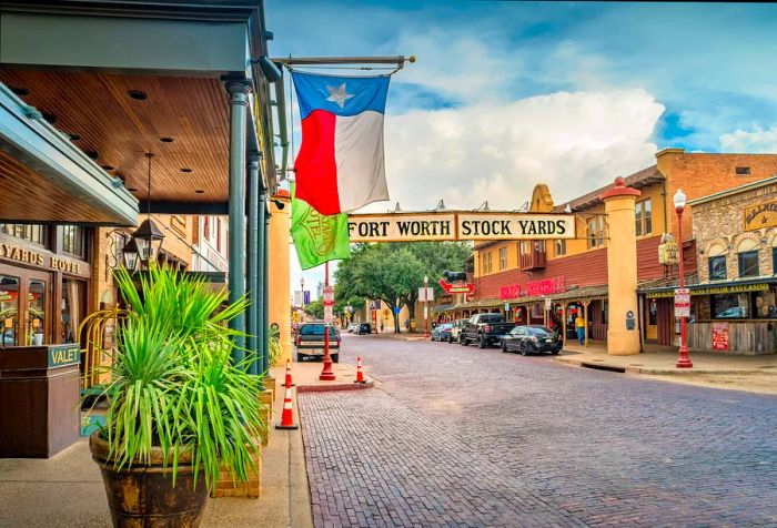 Stockyards Historic District in Fort Worth, Texas, USA.