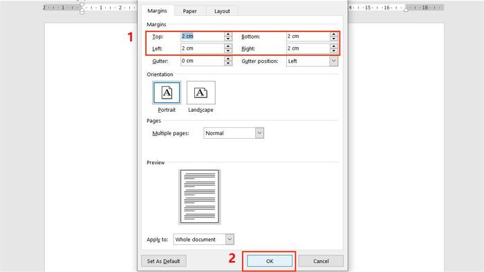 Hướng dẫn căn lề trong Word qua Options bước 5