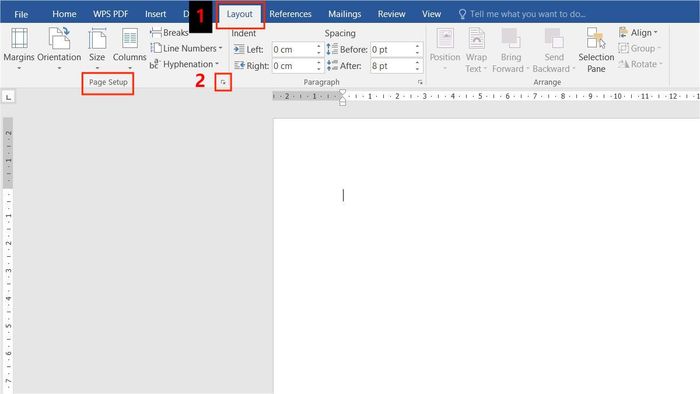 Hướng dẫn căn lề trong Word bằng Page Layout bước 1