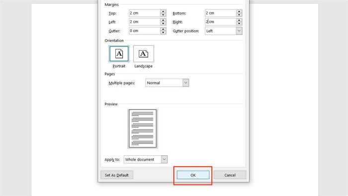 Hướng dẫn căn lề trong Word bằng Page Layout bước 3