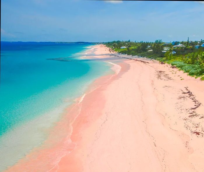 Aerial View of Pink Sands Beach, Harbour Island, Bahamas