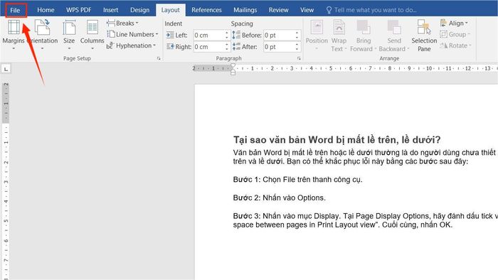 Khắc phục lỗi căn lề trong Word bước 1