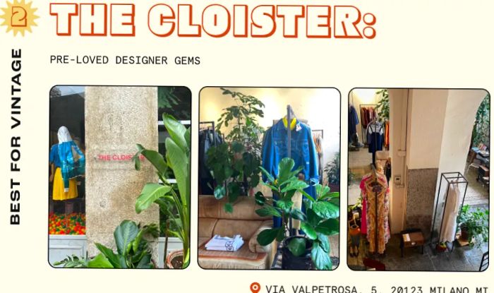 Elegant garments showcased in the upscale vintage store, The Cloister