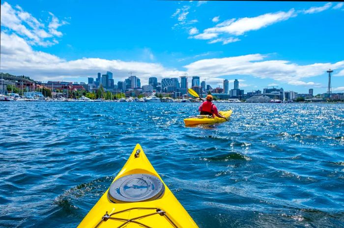 Kayaking on Lake Union in Seattle, Washington