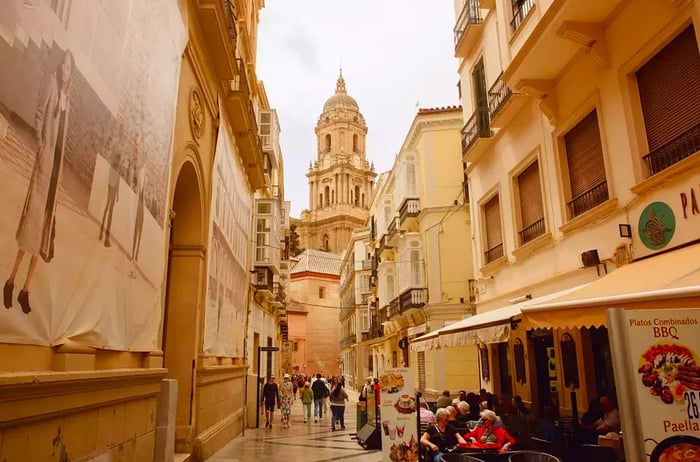 People strolling through downtown Málaga