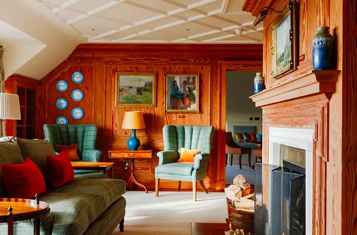 A snug lounge at a hotel in Scotland.