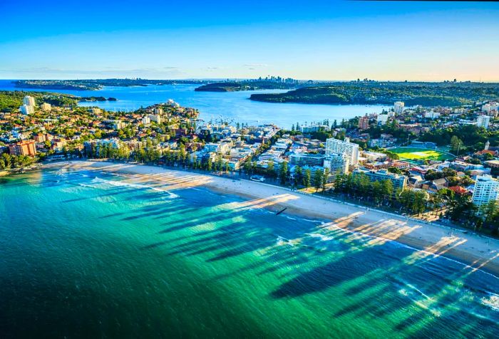 Aerial view of a beach.