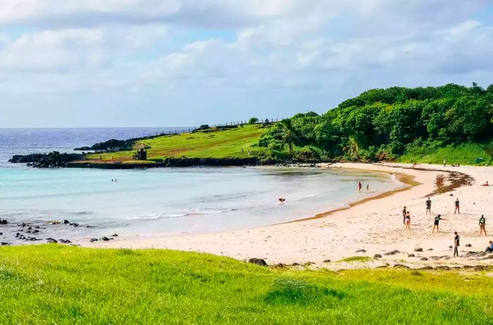 A picturesque beach on Rapa Nui, Chile.