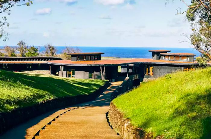 The entrance to the Explora Rapa Nui hotel.