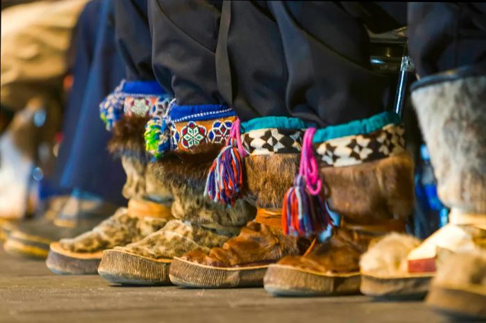 Decorative native Alaskan mukluk boots