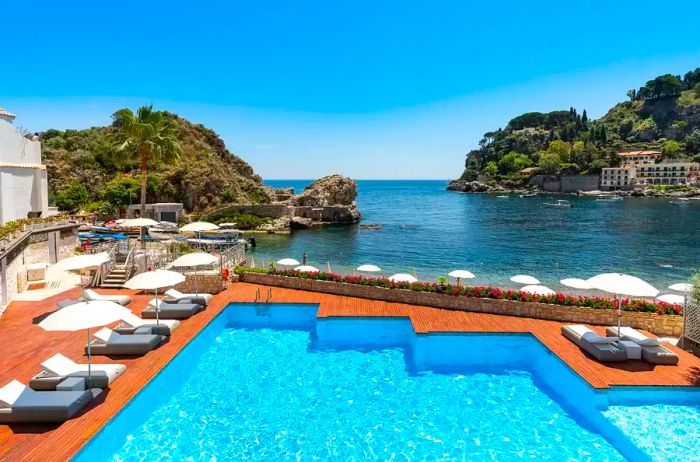 Swimming pool area at Mazzaro Sea Palace