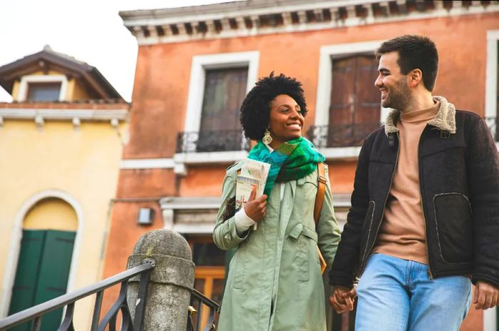 A couple enjoying their holiday in Venice