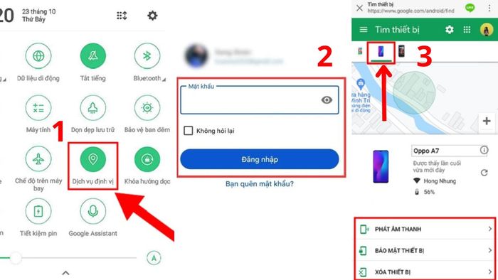 Hướng dẫn cài đặt định vị giữa hai điện thoại OPPO để xem vị trí trên trình duyệt.