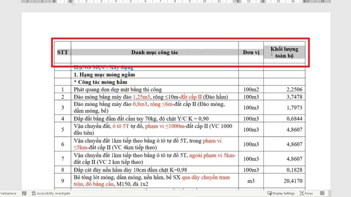 Hướng dẫn lặp lại và hủy lặp tiêu đề trong Word - Bước 1