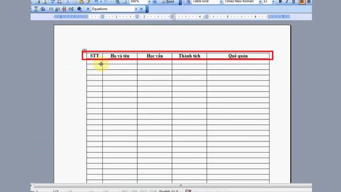 Hướng dẫn lặp lại và hủy lặp tiêu đề trong Word - Bước 1
