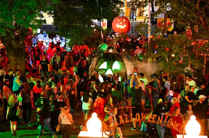 A lively group celebrating Halloween