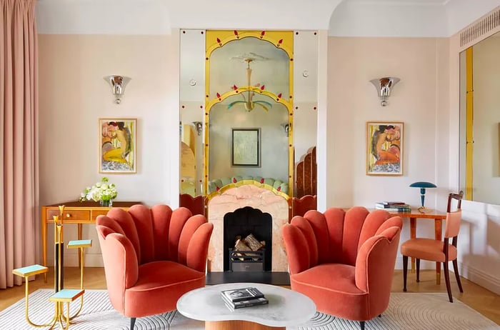 Cozy sitting area in a guest room at Claridge's Hotel