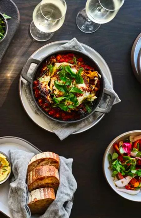 Aerial view of dishes served at Mattei's Tavern