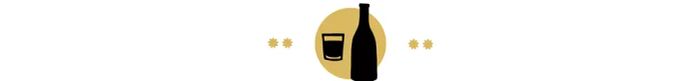 Illustrated icon featuring a whiskey glass and a wine bottle