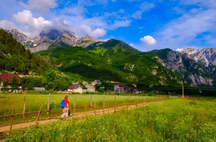 Albania, Shkodra County, Albanian Alps, Theth National Park, Theth, female hiker