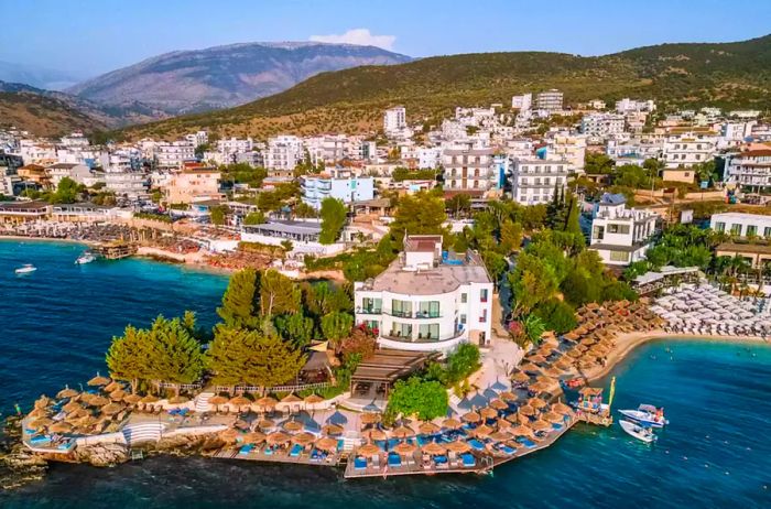 Aerial view of Manta Resort