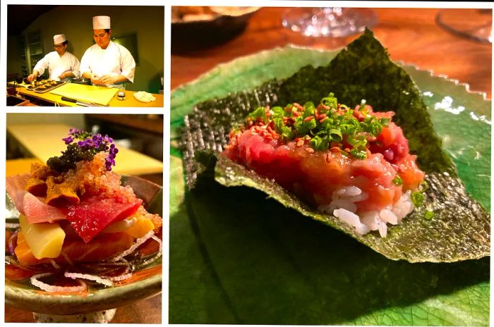 Close-up shots of a sushi dinner in Norway