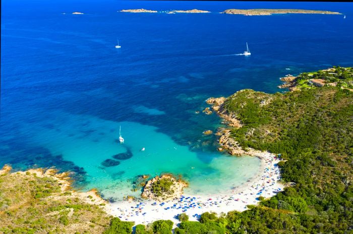 Scenic view of Spiaggia del Principe beach in Sardinia