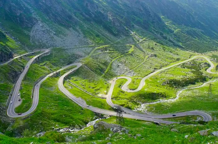 Curvy Transfagarasan mountain road in Romania