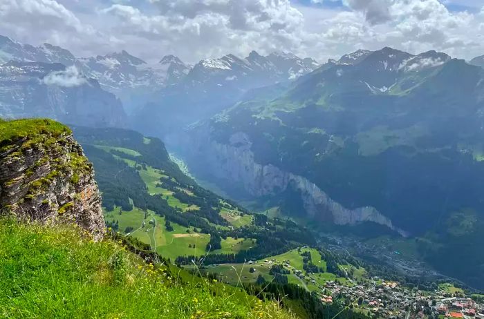 Aerial perspective of Lauterbrunnen, Switzerland