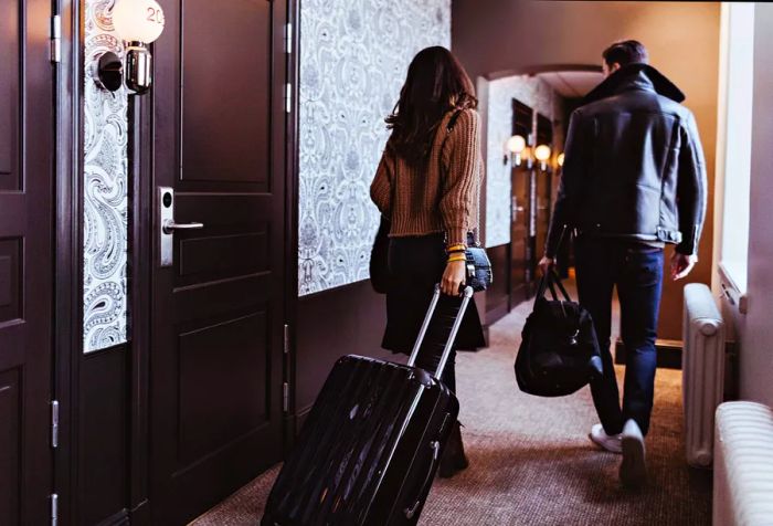 A view of the hotel corridor.