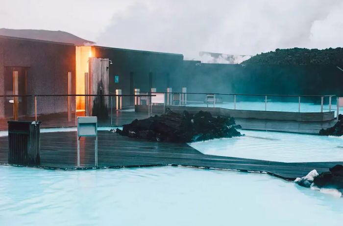 An ethereal view of the Blue Lagoon, serene and unpopulated.