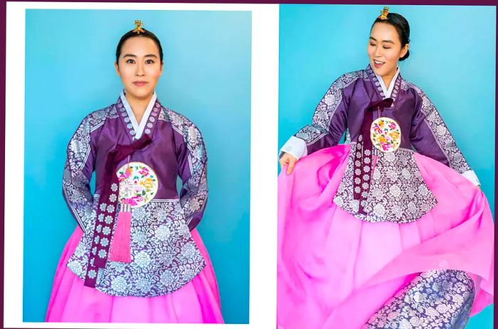 Anna Kim dressed in a traditional Korean Hanbok