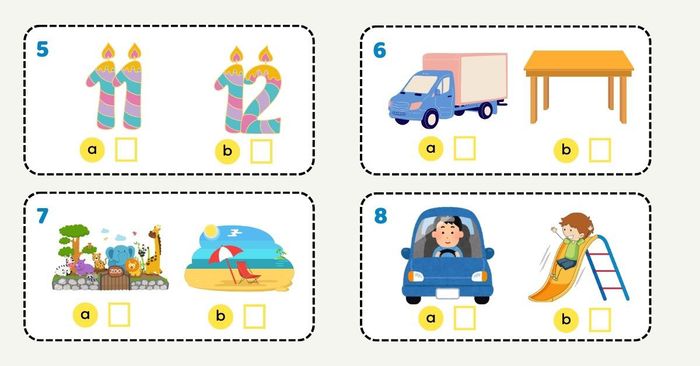 Bài 5. Đọc và đánh dấu tick vào bức tranh phù hợp - 5, 8