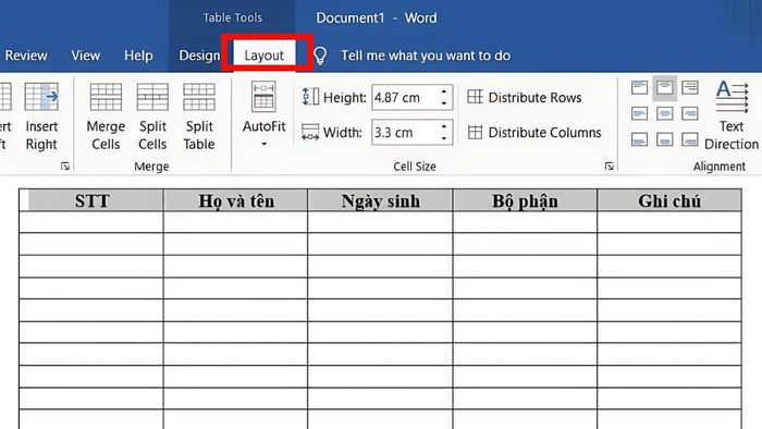 Hướng dẫn lặp lại tiêu đề trong bảng Word bằng Repeat Header Rows, bước 2
