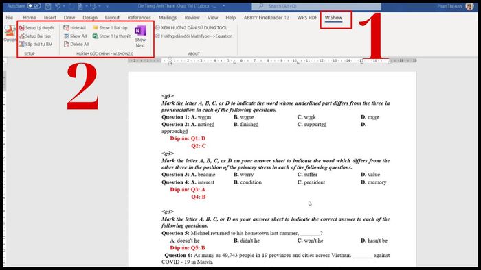 Hướng dẫn trình chiếu Word bằng WordShow 2.0 bước 4