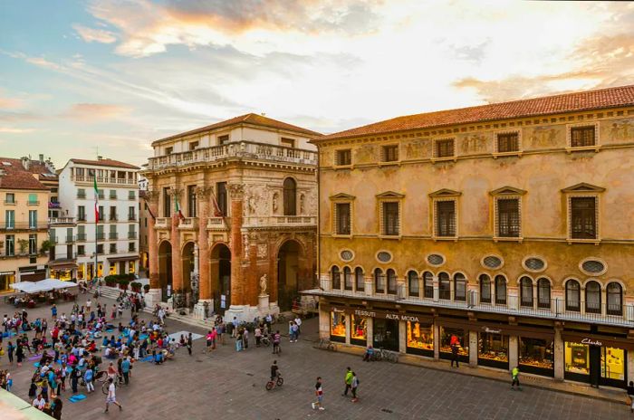 View of the Piazza dei Signori, featuring the square and the Loggia del Capitaniato in Vicenza