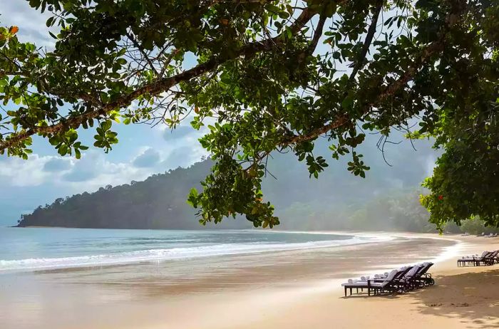 A view of the beachfront at the Datai Langkawi resort in Malaysia.