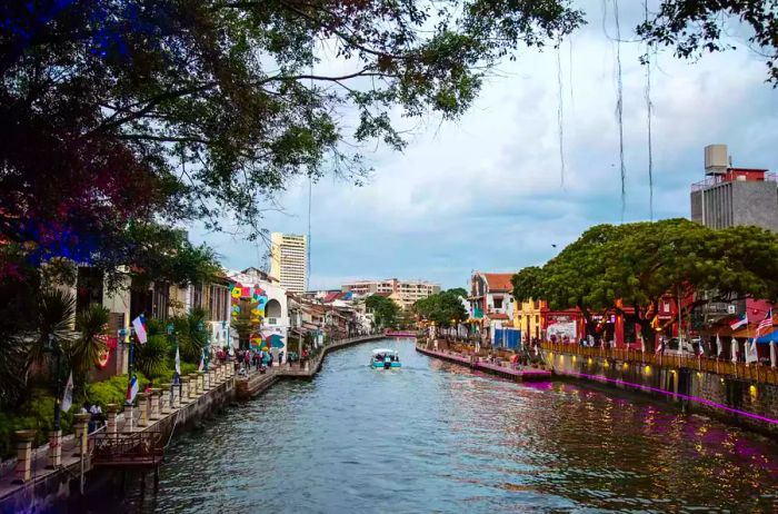 Riverfront area in Melaka, Malaysia.