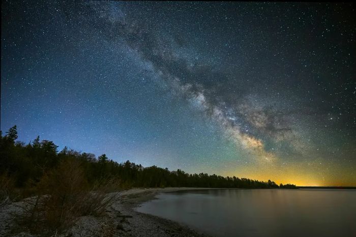 The Milky Way over Lake Michigan at Headlands International Dark Sky Park, near Mackinaw City, Michigan