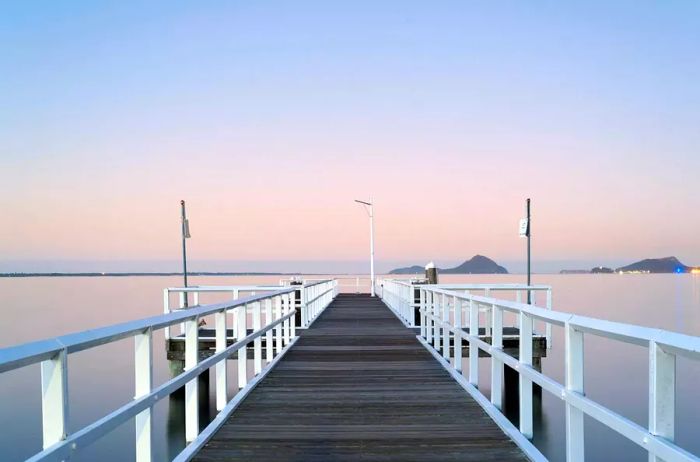 A twilight image captured at Soldiers Point jetty in Port Stephens, New South Wales