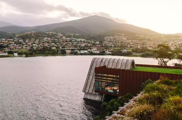 Contemporary exterior of a restaurant in Tasmania.