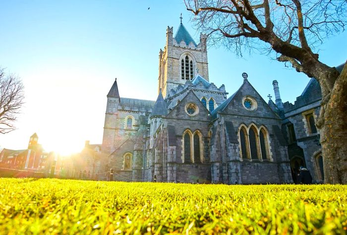 Christ Church Cathedral in Dublin on a bright spring day