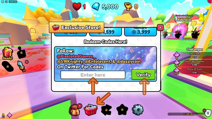 Hướng dẫn nhập mã code Warrior Simulator - bước 2