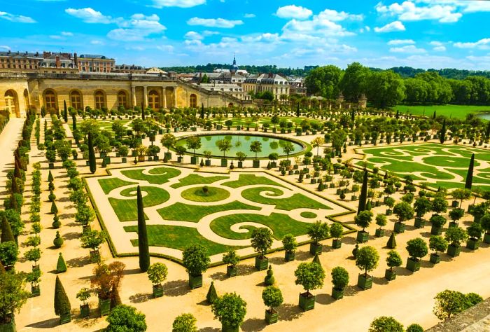 Versailles, France: The splendid gardens surrounding the Palace of Versailles near Paris, France.