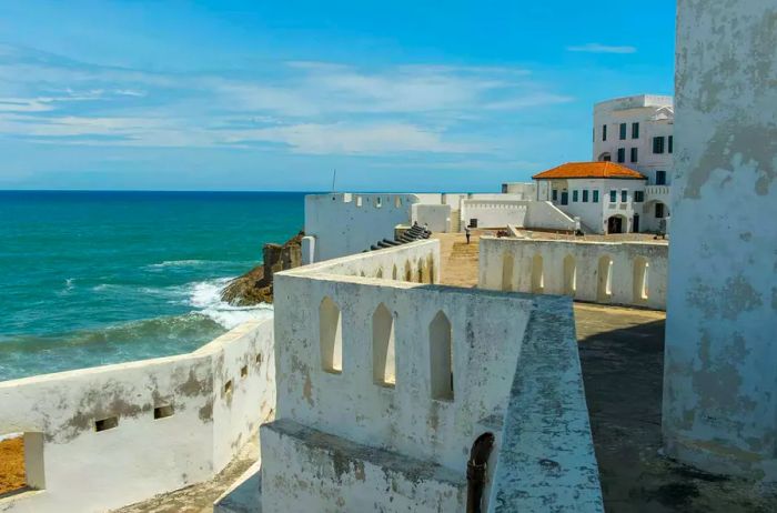 Cape Coast Castle, a UNESCO World Heritage Site, is one of several slave forts built by Swedish traders near Elmina in Ghana.