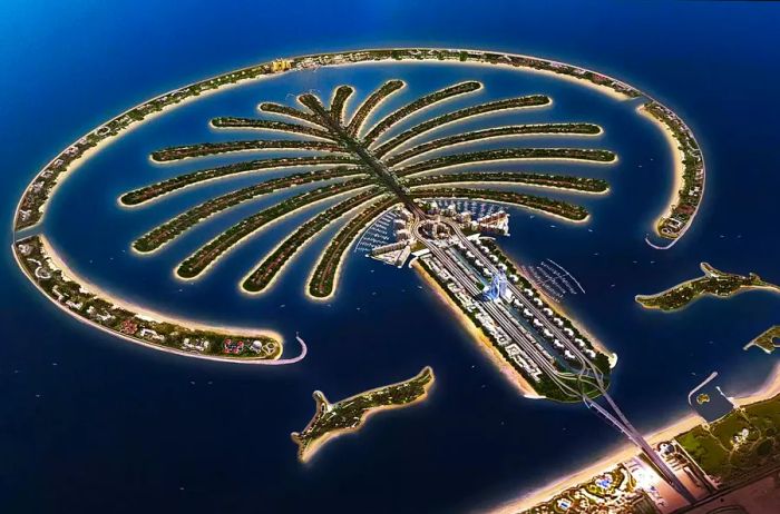 Aerial view of The Palm Islands in Dubai, United Arab Emirates