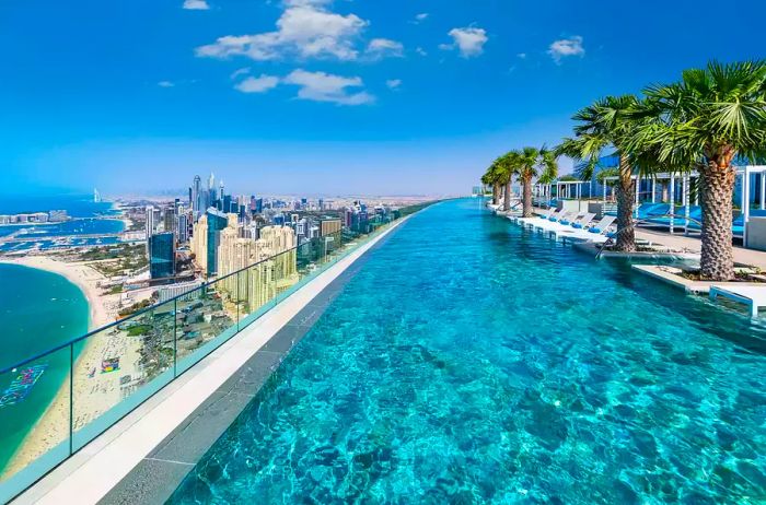 The infinity pool located on the 77th floor at Address Beach Resort Dubai