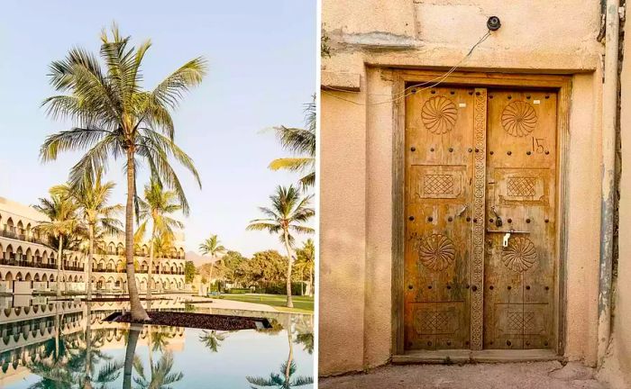 Snapshots of Oman (Al Bustan Palace and a traditional home's doorway)