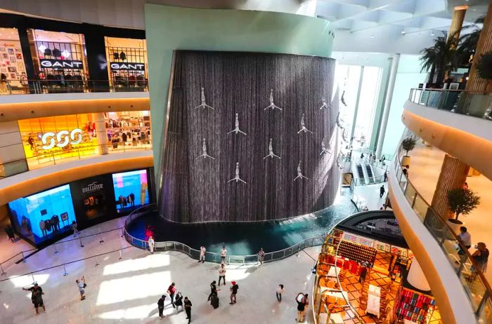 The stunning waterfall inside the Dubai Mall 