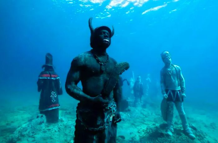 The Coral Carnival at the Molinière Underwater Sculpture Park in Grenada